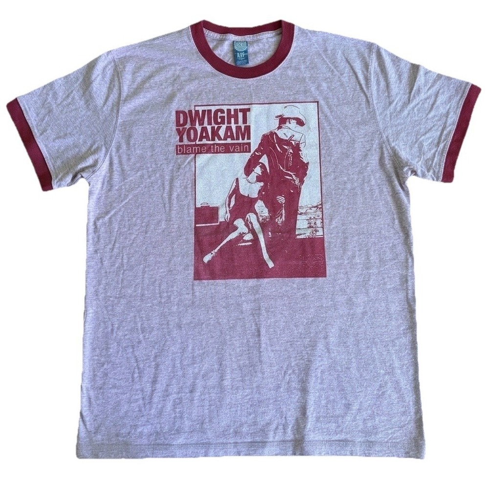 Vintage Dwight Yoakam Blame The Vain 2005 Tour Shirt Ringer Tee Pink XL Rare Y2K
